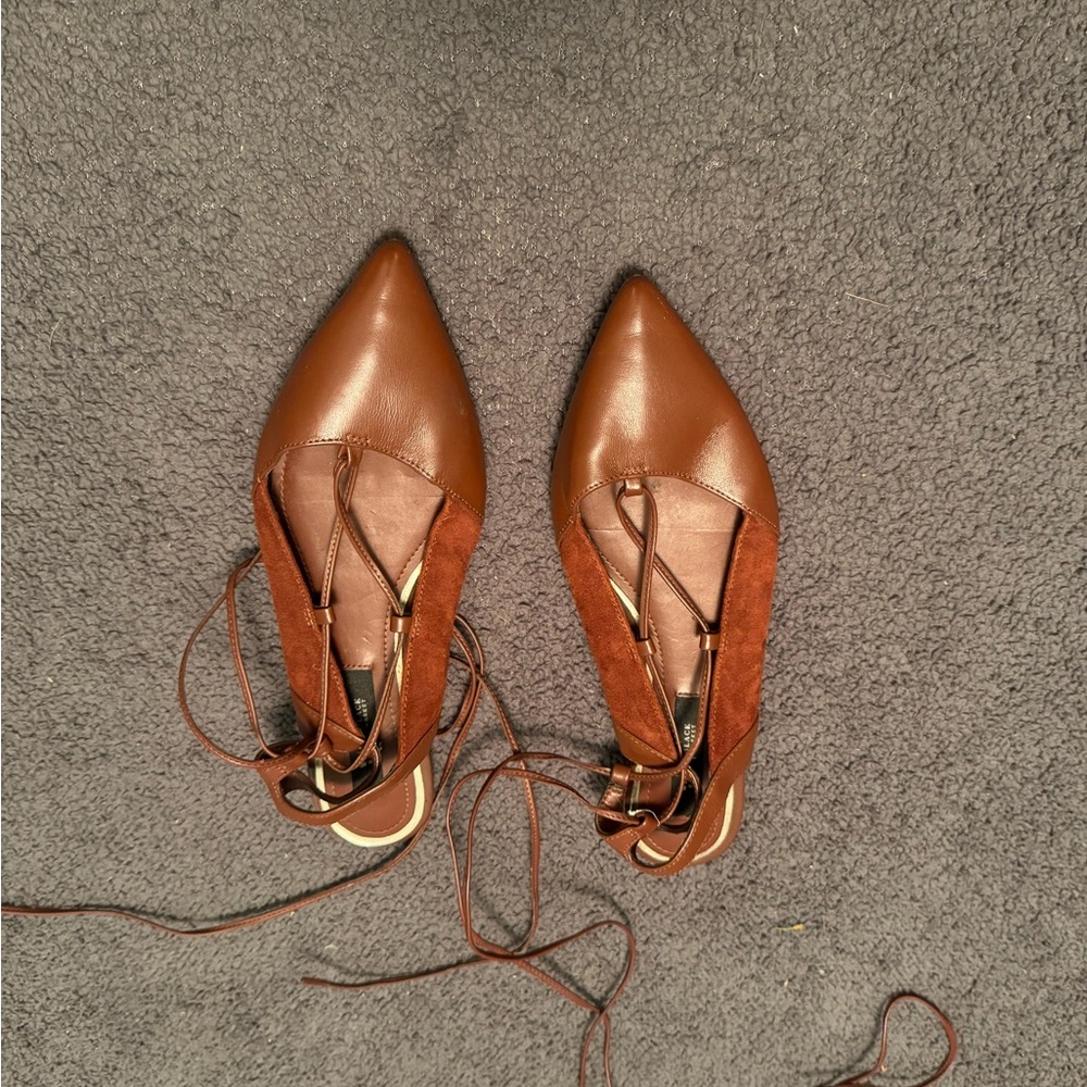 White House Black Market Brown Lace-Up Flats - Picture 2 of 5